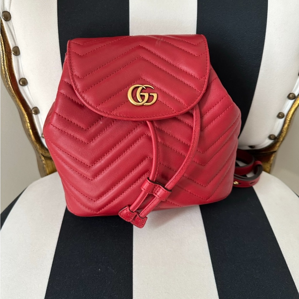 Red leather Gucci Backpack
